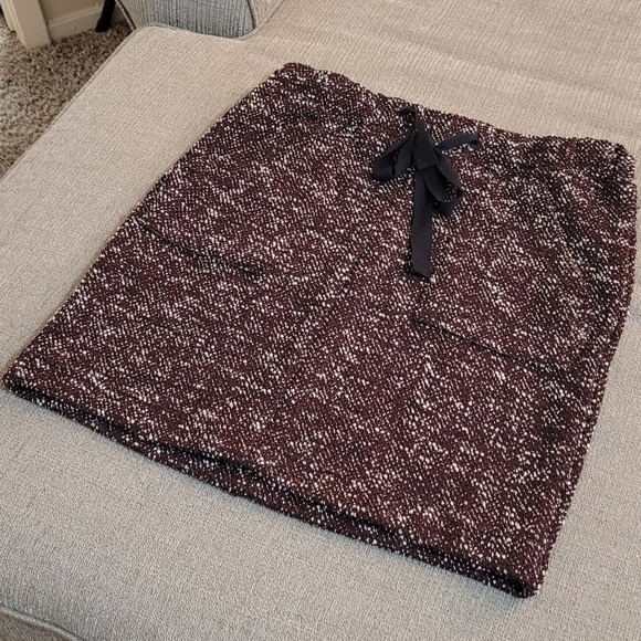 LOFT Dark Purple Black Casual Boho Skirt with Waist Tie and Pockets - Picture 2 of 7